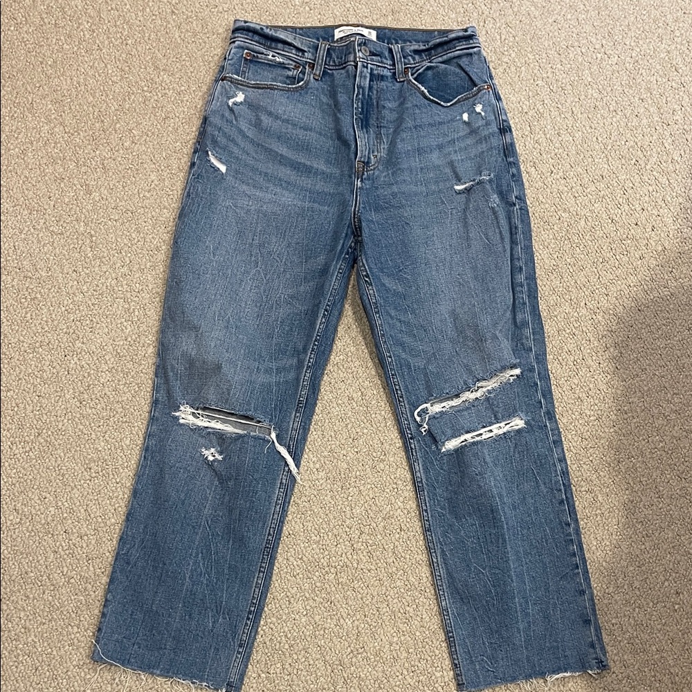 Abercrombie & Fitch Blue Distressed Women Jeans